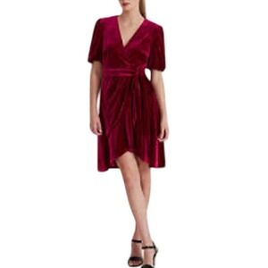 Lauren Ralph Lauren Faux Wrap Purple Velvet Cocktail Dress Women's 6 NWT